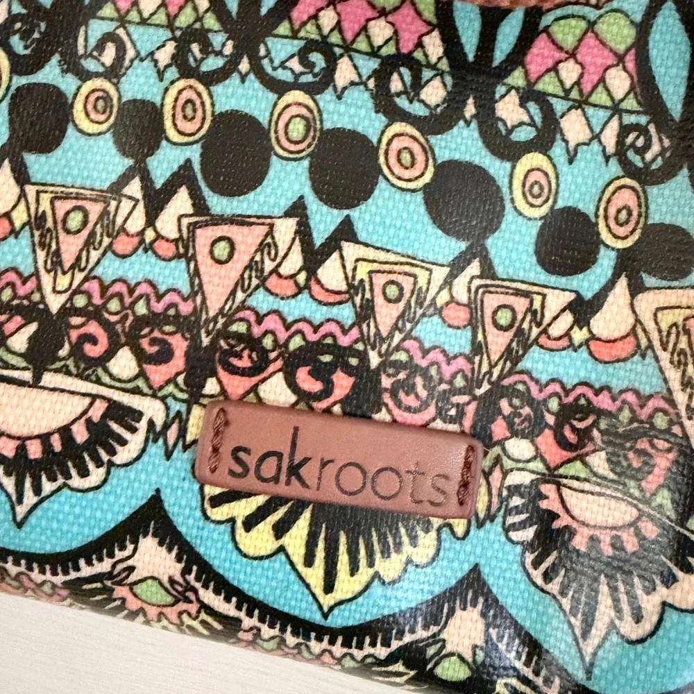 Sakroots Insulated Lunch Bag Boho Artist Print Multi Color Coated Canvas Tote